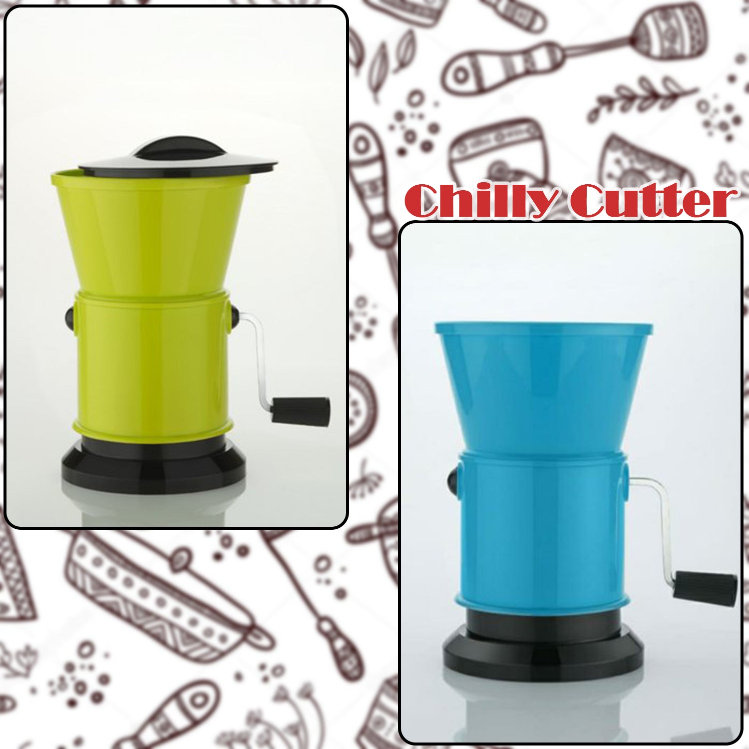 Chilly cutter and grinder with a sharp and effective blade system Chilly cutter and grinder with a sharp and effective blade system